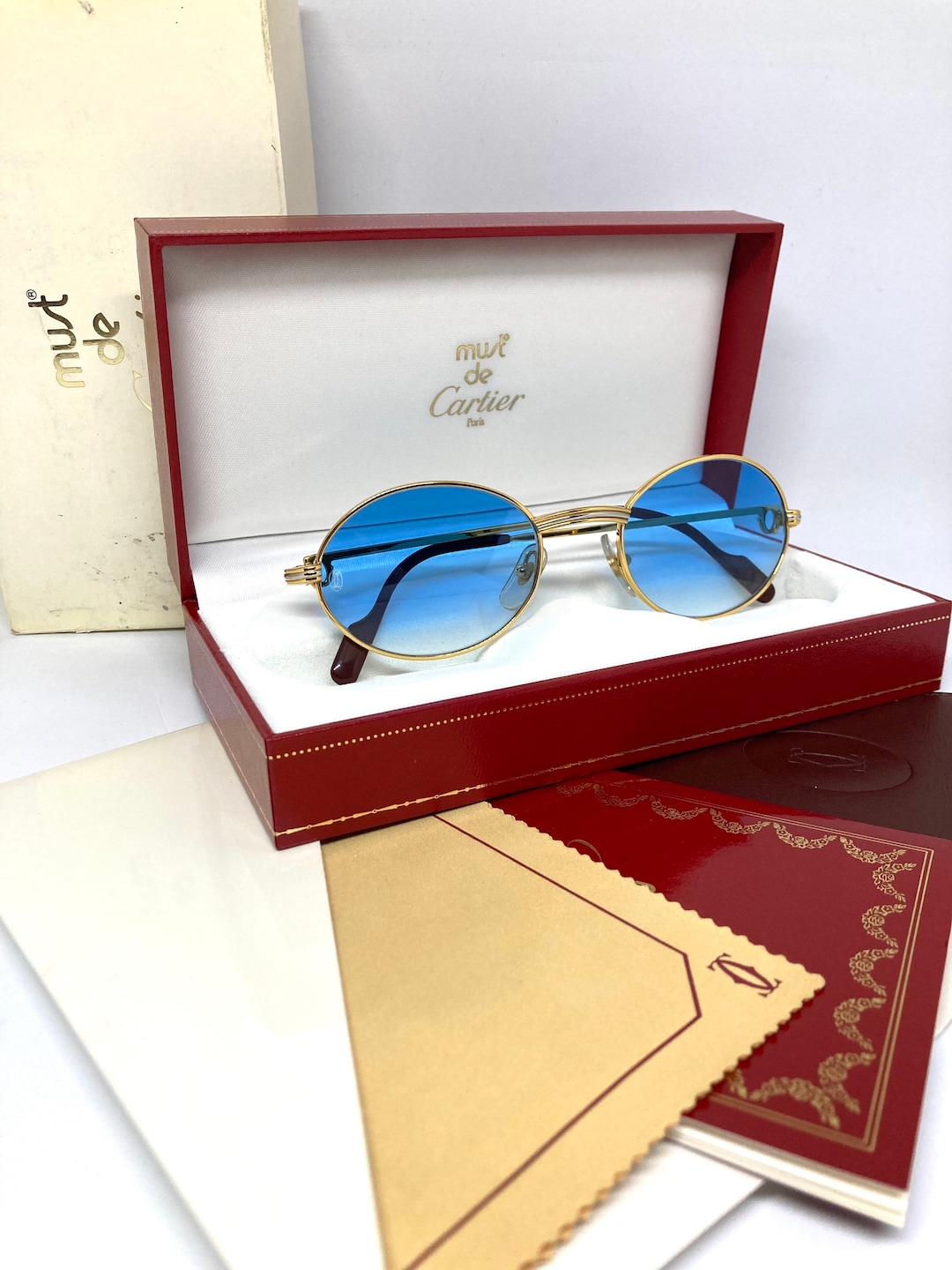 Vintage Cartier 53-22-140 Sunglasses Full Set Denmark