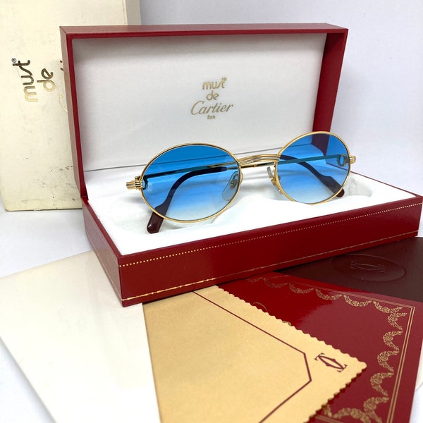 Vintage Cartier St.Honoré 53-22-140 Sunglasses Full Set