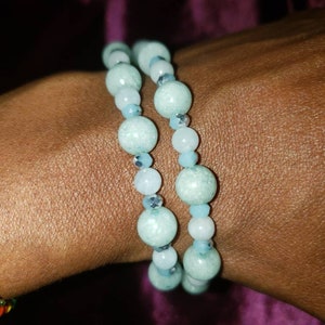 Matte natural crystal Aquamarine stretch bracelet