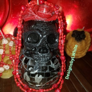 Crystal skull inspired Santa Muerte Santisima Muerte protection necklace