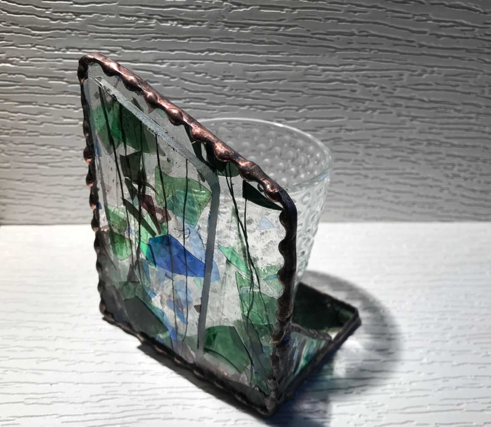 Tiffany Style Green Confetti Glass W/ Pimpled Votive Holder Etsy