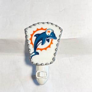 Up cycled Miami Dolphins Night Light made from a Pool Table Lamp Great For a Dolphins Fan