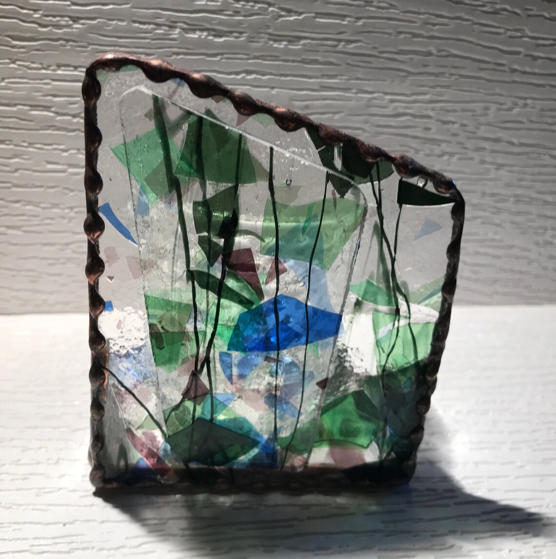 Tiffany Style Green Confetti Glass W/ Pimpled Votive Holder Etsy