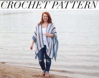 CROCHET PATTERN | Shoreline Ruana | PDF Pattern | Instant Download |  Summer Wrap | Beach Coverup