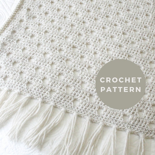 CROCHET PATTERN | Cottage Throw | PDF Pattern | Instant Download | Beginner Friendly Crochet Blanket | Lightweight Throw | Lacey Blanket