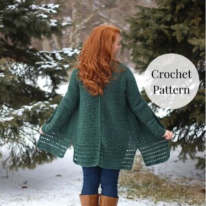 CROCHET PATTERN | Occhio Cardigan | Beginner Crochet Cardigan | Easy Cardi Pattern | Worsted Cardigan | Crochet Sweater | Little Red Knits