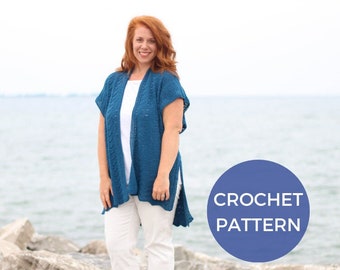 CROCHET PATTERN | Tidal Wave Ruana | PDF Pattern | Instant Download | Crochet Ruana Pattern | Summer Cardigan | Little Red Knits