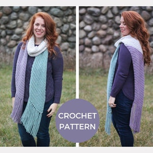 CROCHET PATTERN | Trinity Wrap | PDF Pattern | Instant Download | Beginner | Asymmetrical Shawl | Crochet Wrap | Color Block Scarf
