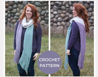 CROCHET PATTERN | Trinity Wrap | PDF Pattern | Instant Download | Beginner | Asymmetrical Shawl | Crochet Wrap | Color Block Scarf