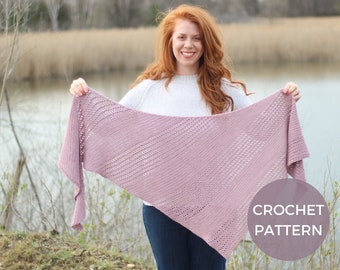 CROCHET PATTERN | Wisteria Wrap | PDF Pattern | Instant Download | Easy Skill | Beginner | Lightweight Shawl | Crochet Wrap | Triangle Scarf