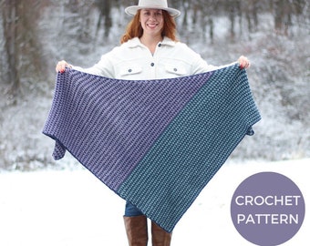CROCHET PATTERN | Aurora Fade | PDF Pattern | Instant Download | Beginner | Asymmetrical Shawl | Crochet Wrap | Triangle Scarf | Fade