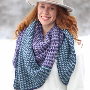 CROCHET PATTERN Aurora Fade PDF Pattern Instant Download Beginner Asymmetrical Shawl Crochet Wrap Triangle Scarf Fade image 2