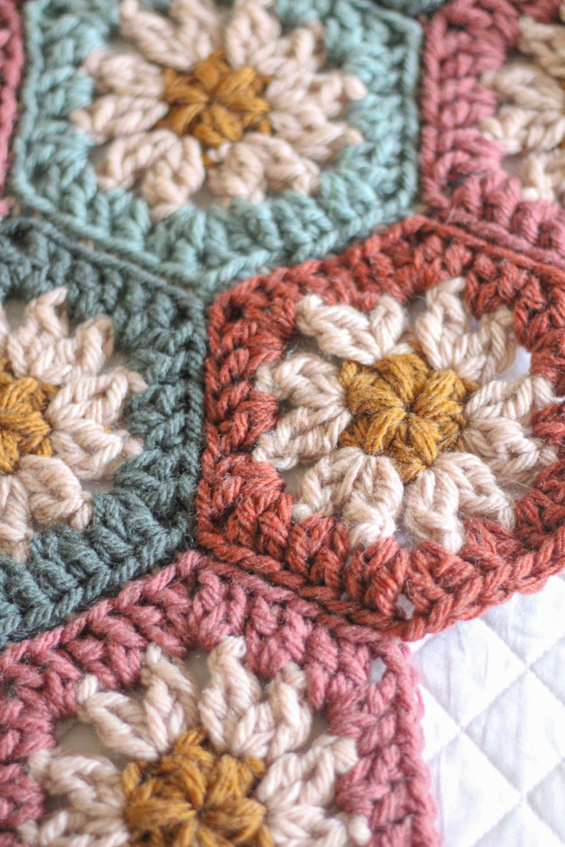 CROCHET PATTERN Harvest Hexi Quilt PDF Pattern Instant Download Granny Square Blanket Crochet Quilt Hexagon Blanket image 2