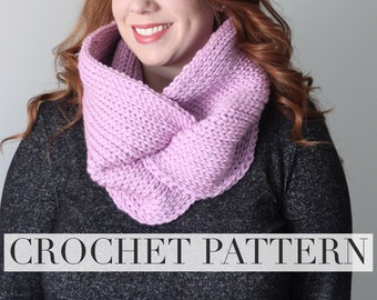 Crochet Twisted Cowl Pattern. Crochet Pattern. Knit Look. Crochet Scarf. PDF Pattern. Instant Download. Knit Cowl.