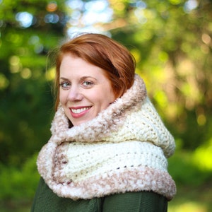 CROCHET PATTERN Once Upon A Time Cowl Crochet Cowl Hooded Cowl Faux Fur ...