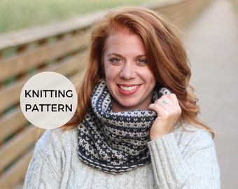 KNITTING PATTERN | Haddington Cowl | PDF Pattern | Instant Download | Beginner | Fair Isle Knitting | Knit Cowl | Winter Scarf | Easy Knit