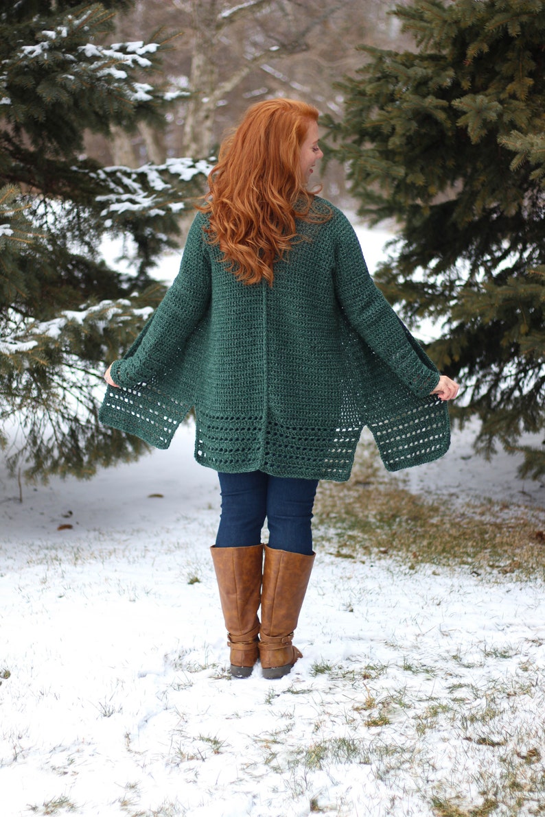Worsted Cardigan Occhio Cardigan Little Red Knits Easy Cardi Pattern Crochet Sweater Beginner Crochet Cardigan CROCHET PATTERN