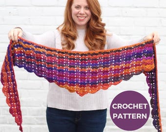 CROCHET PATTERN | Sydney Shawlette | Spring Shawl | Summer Scarf | PDF Pattern | Crochet Scarf | Summer Crochet | Little Red Knits
