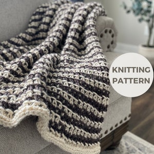 KNITTING PATTERN Breve Blanket PDF Pattern Instant Download Beginner Friendly Knitting Easy Knit Chunky Blanket Knit Throw image 1