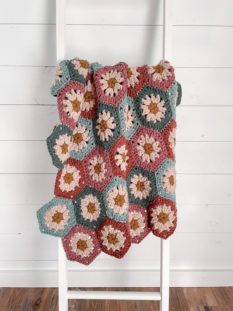 CROCHET PATTERN Harvest Hexi Quilt PDF Pattern Instant Download Granny Square Blanket Crochet Quilt Hexagon Blanket image 4