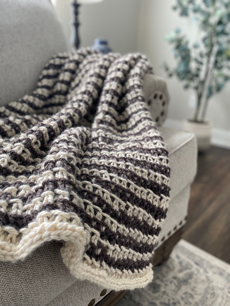 KNITTING PATTERN Breve Blanket PDF Pattern Instant Download Beginner Friendly Knitting Easy Knit Chunky Blanket Knit Throw image 3