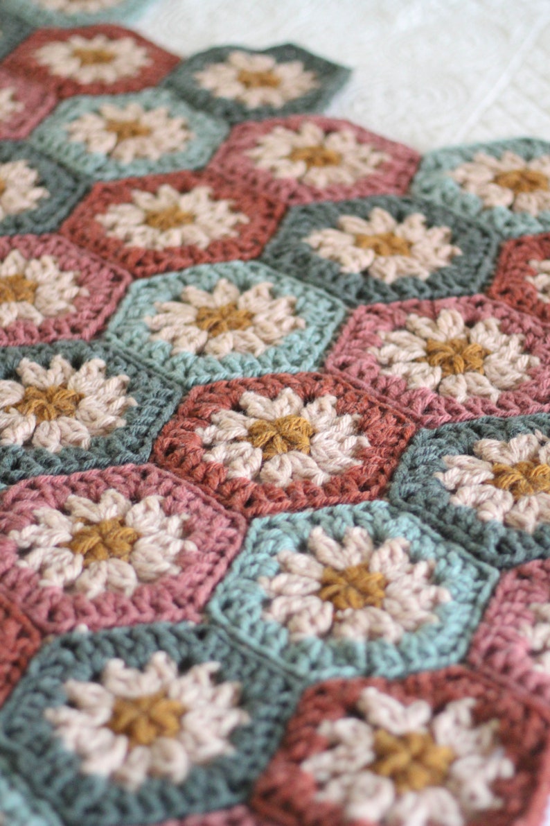 CROCHET PATTERN Harvest Hexi Quilt PDF Pattern Instant Download Granny Square Blanket Crochet Quilt Hexagon Blanket image 3