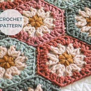 CROCHET PATTERN Harvest Hexi Quilt PDF Pattern Instant Download Granny Square Blanket Crochet Quilt Hexagon Blanket image 1