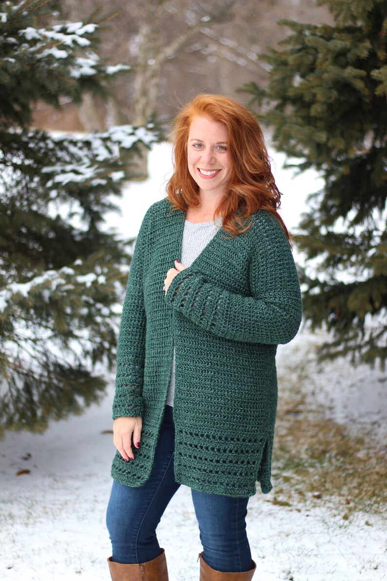 Worsted Cardigan Occhio Cardigan Little Red Knits Easy Cardi Pattern Crochet Sweater Beginner Crochet Cardigan CROCHET PATTERN