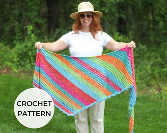 CROCHET PATTERN | Contento Wrap | PDF Pattern | Instant Download | Beginner | Striped Wrap | Crochet Shawl | Summer Shawl