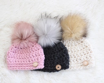 BABY SIZES | Slightly Slouchy Pom Beanie | Best Seller | More Colors | Mommy & me | Pom Beanie | Knitwear | Winter Hat | Slouchy Hat