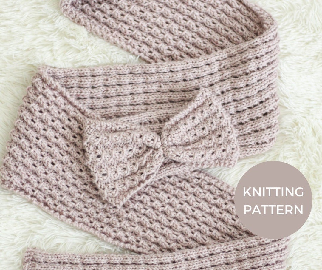 KNITTING PATTERN Faux Cable Scarf Faux Cable Headband PDF Pattern