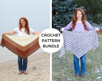 PATTERN BUNDLE | Harmony Shawl + Harmony Lite | PDF Pattern | Instant Download | Beginner | Striped Shawl | Crochet Wrap | Triangle Scarf