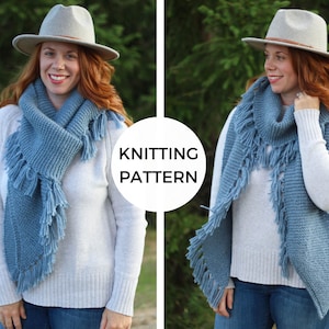 KNITTING PATTERN | Lucerne Fringe Scarf | PDF Pattern | Instant Download | Beginner | Fringe Shawl | Easy Knit Scarf | Asymmetrical Wrap