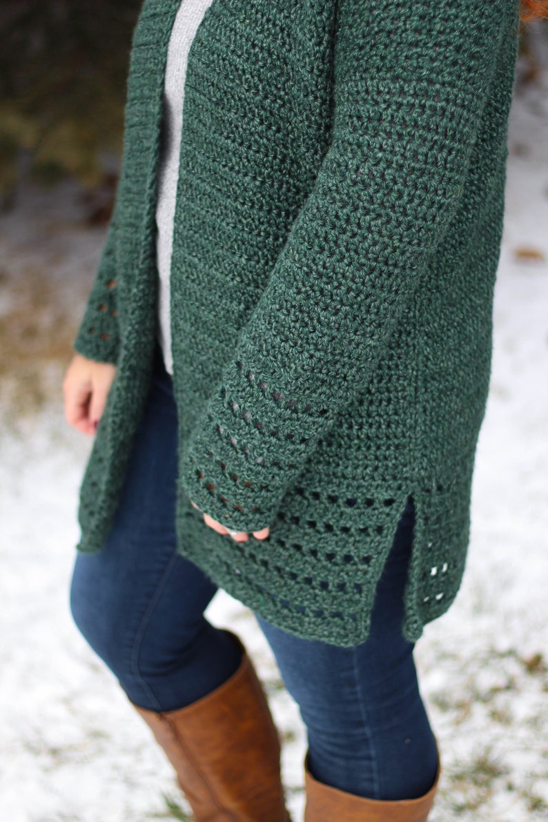 Worsted Cardigan Occhio Cardigan Little Red Knits Easy Cardi Pattern Crochet Sweater Beginner Crochet Cardigan CROCHET PATTERN