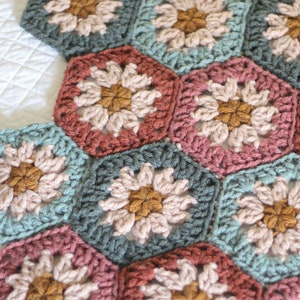 CROCHET PATTERN Harvest Hexi Quilt PDF Pattern Instant Download Granny Square Blanket Crochet Quilt Hexagon Blanket image 5