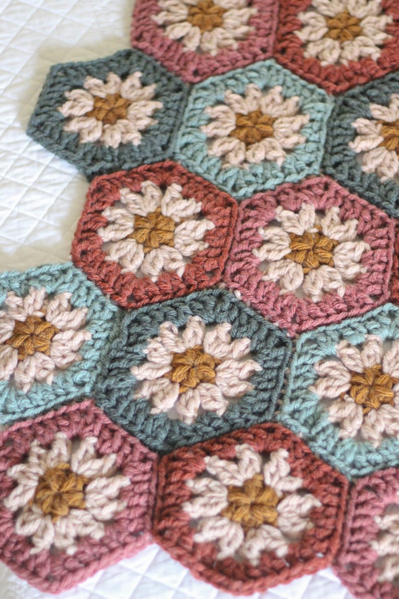 CROCHET PATTERN Harvest Hexi Quilt PDF Pattern Instant Download Granny Square Blanket Crochet Quilt Hexagon Blanket image 5