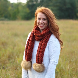 Open Scarf | Catena Scarf | Pom Scarf | Fringe Scarf | Chunky Knits | Little Red Knits | Christmas Gift | Cozy Gifts