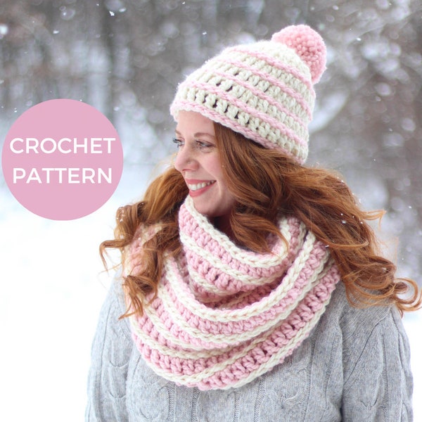 CROCHET PATTERN | Après Ski Set | PDF Pattern | Instant Download | Beginner | Hat & Scarf Set | Easy Crochet hat and Scarf | Striped Set