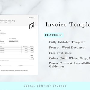 Invoice, Invoice Template, Business invoice, Invoice template WORD, Fully Editable Invoice Template