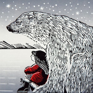 Lyra and Iorek - Limited edition Lino Print