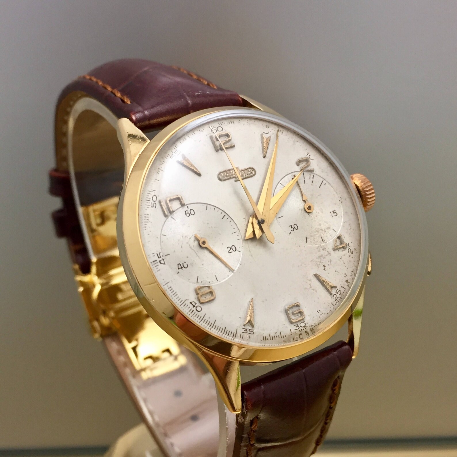 Rare watch NICOLET WATCH vintage chronograph in 18kt solid Etsy