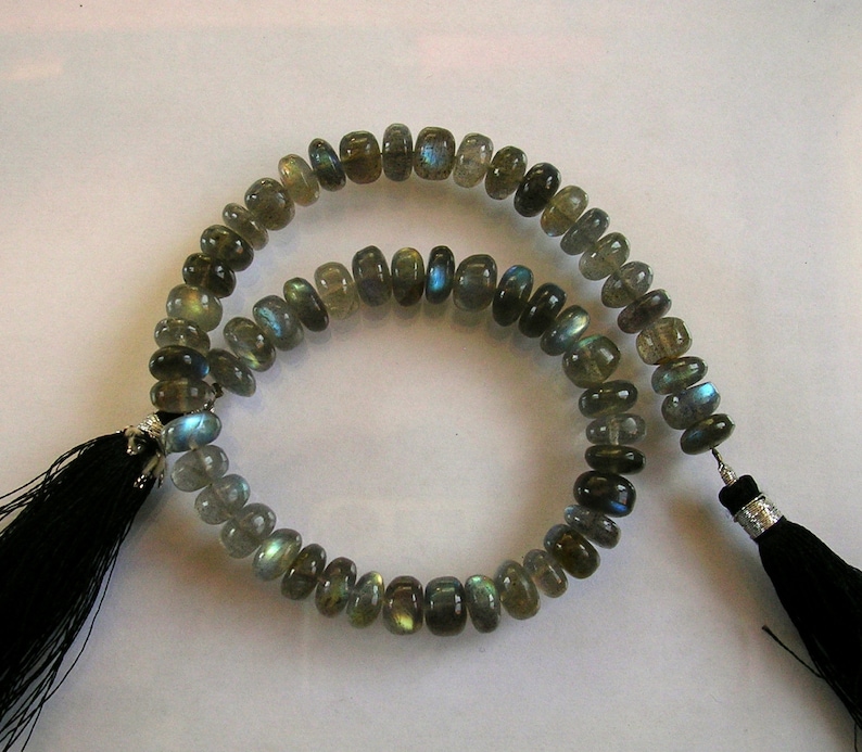 Labradorite smooth rondelle beads AAA 7.5-8mm 10.5 strand