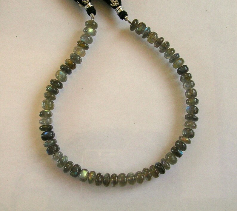 Labradorite smooth rondelle beads AAA 7.5-8mm 10.5 strand