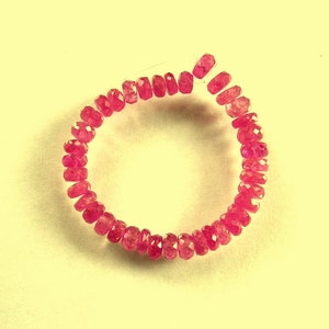 Pink sapphire faceted rondelle beads AAA 3-4mm 3 strand image 1