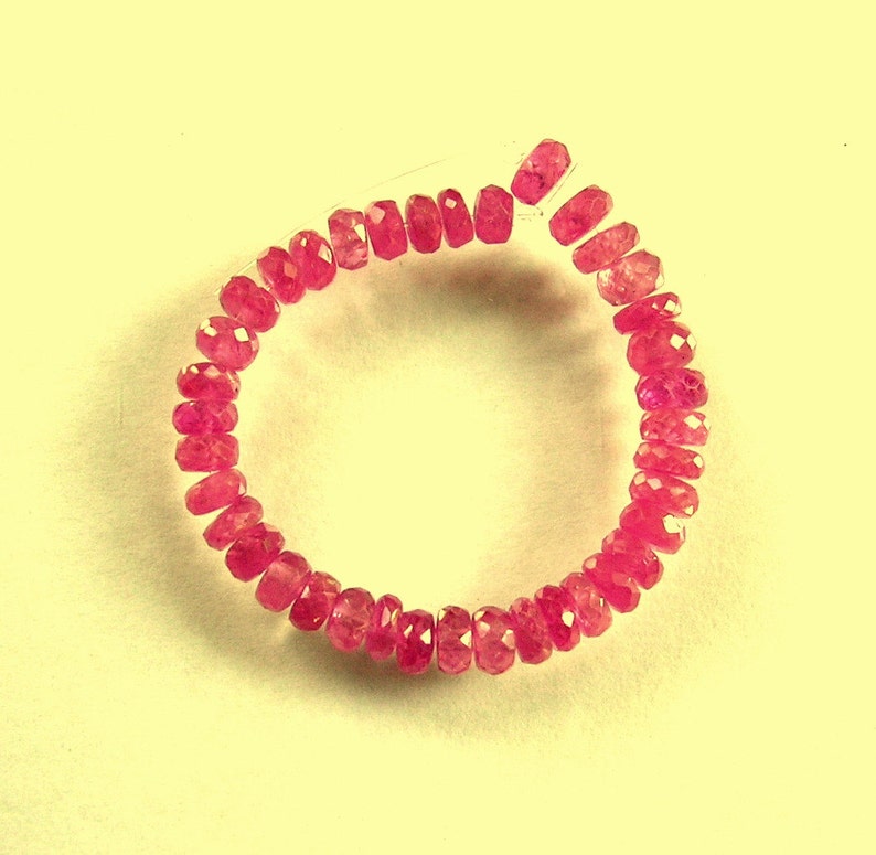 Pink sapphire faceted rondelle beads AAA 3-4mm 3 strand image 1