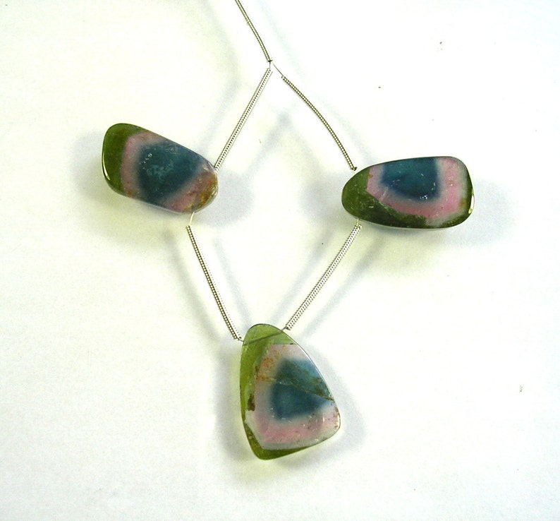 Watermelon tourmaline slice beads 21mm 3 pieces image 1