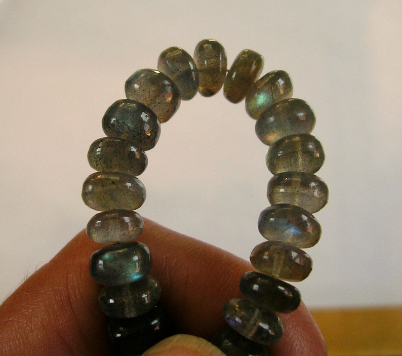 Labradorite smooth rondelle beads AAA 7.5-8mm 10.5 strand