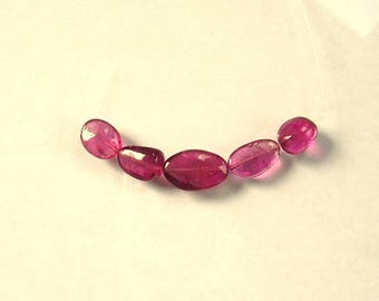 Pink tourmaline Rubellite smooth nugget bead AA+ 8.5-13.5mm 5 pieces