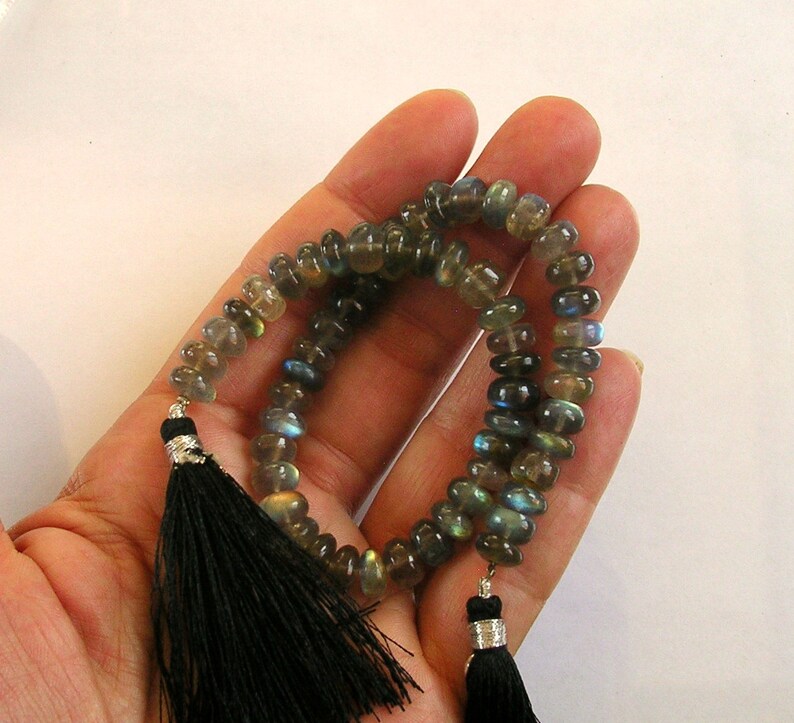 Labradorite smooth rondelle beads AAA 7.5-8mm 10.5 strand