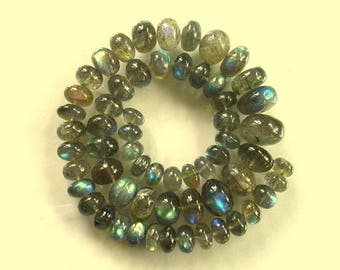 Labradorite smooth rondelle beads AAA 6-12mm 12.5" strand